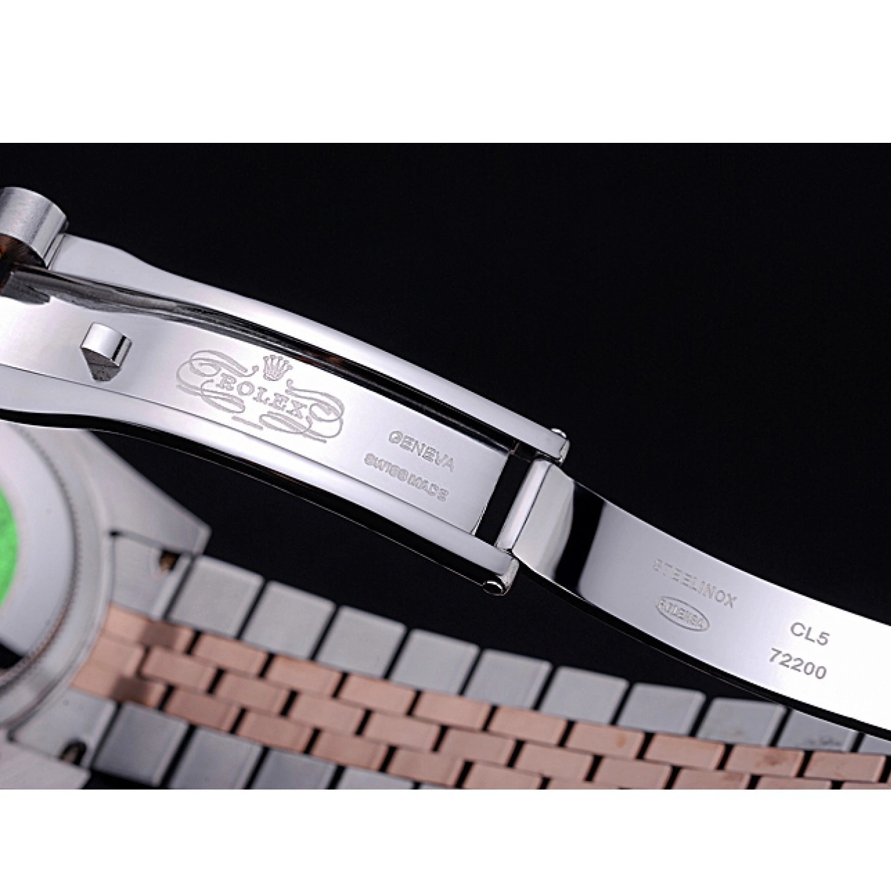 Aaa replica watch Dial Black and Gold Stainless Steel 622545 DateJust Bracelet Rolex 0802
